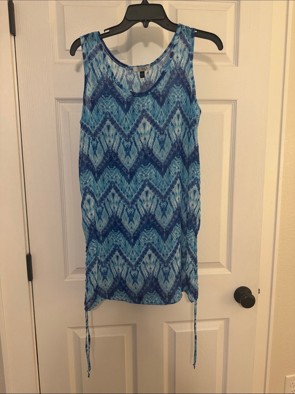 Sister Blue Chevron-Print Coverup with Side Ties